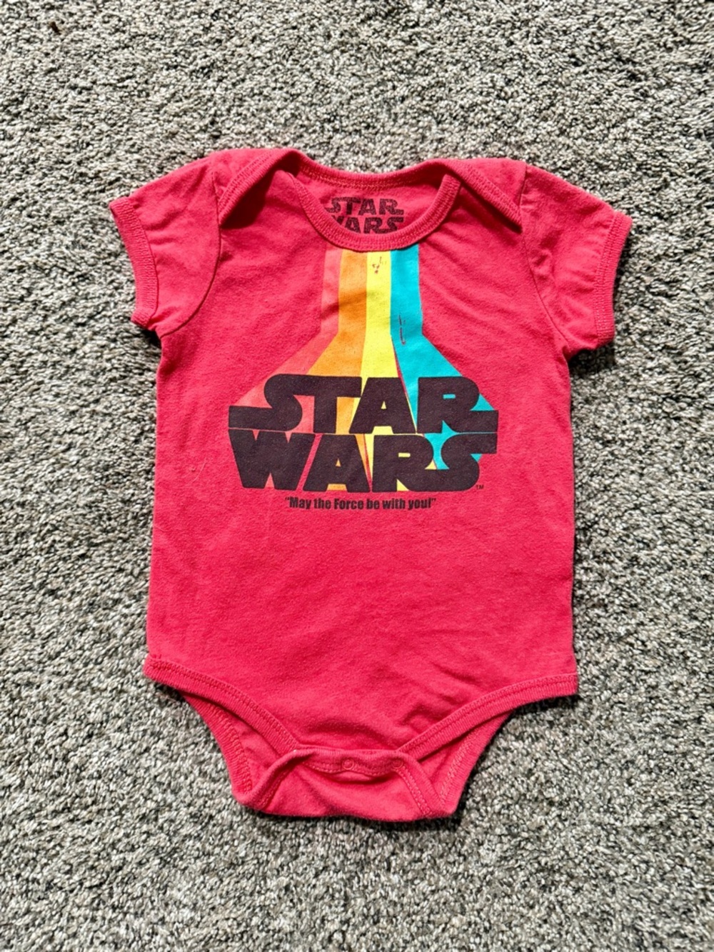 Star Wars Red Infant Bodysuit with Multicolor Stripe Graphic
